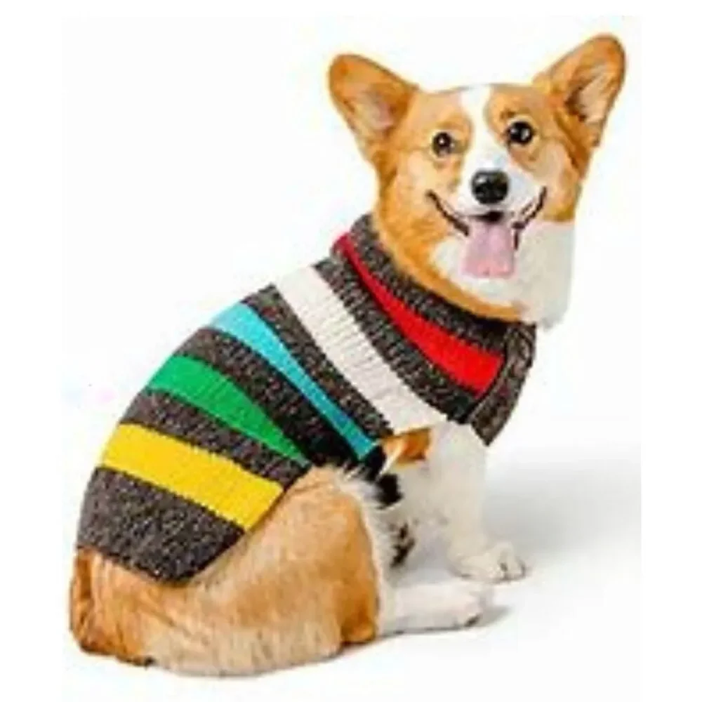 Chilly Dog Charcoal Striped 100% Organic Wool Dog Sweater Size XL